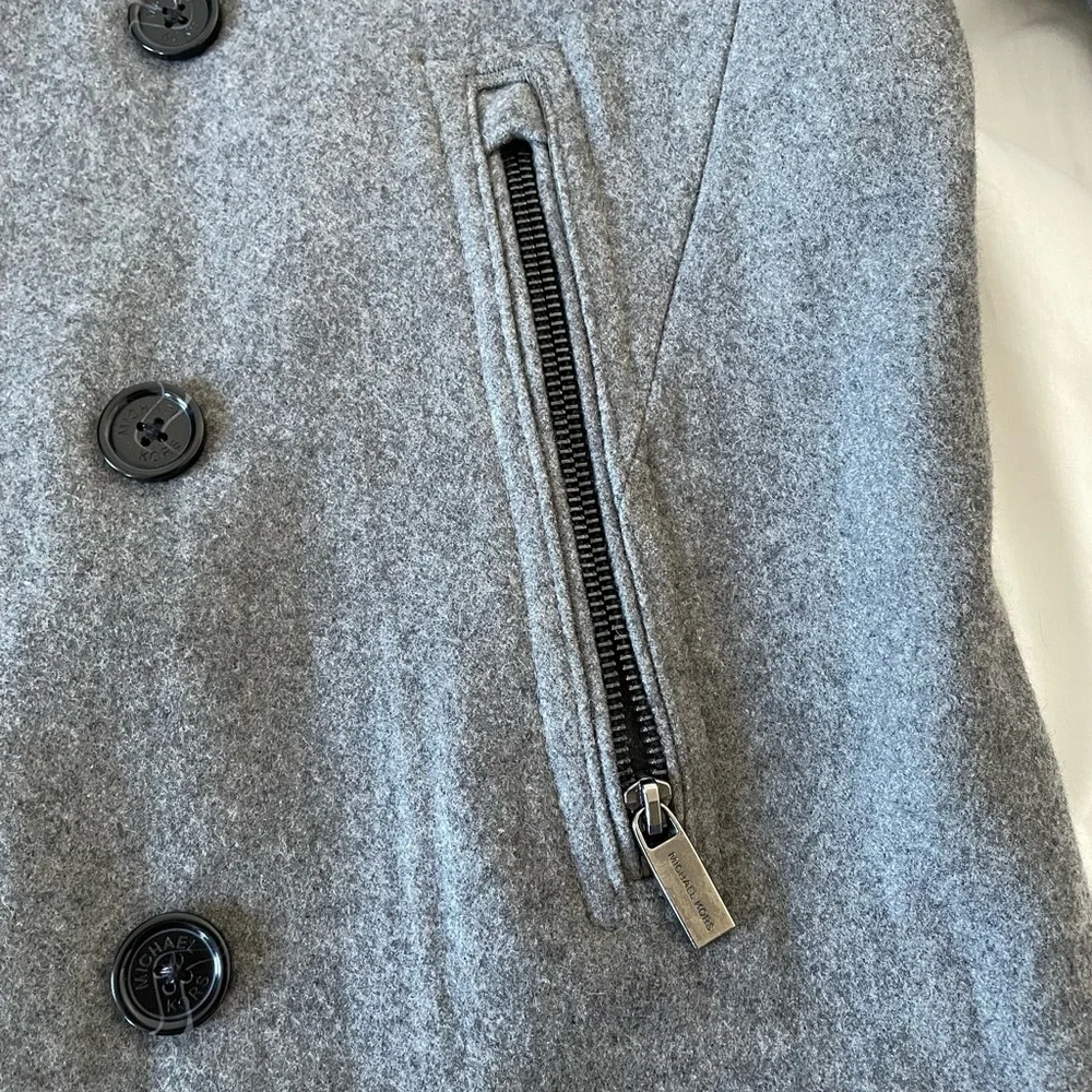 MICHAEL Michael Kors Men’s Gray Wool Blend Double Breast Peacoat